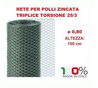 RETE TRIPLA TORSIONE H100cmX25mt maglia 25/3 0,8 ZINCATA GALLINE Recinzione