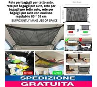 Rete Universale x bagagli x tetto auto,rete Portaoggetti x Soffitto Auto 80x55cm