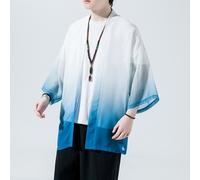 Rete Uomo Kimono Cappotto Giacca Chiffon Cardigan Gradiente Colore Yukata Estate