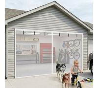 Rete Zanzariera Magnetica per Garage 2 Auto, Fibra di vetro Resistente, Chiusura Automatica Silenziosa, Protezione da Insetti e Animali, Facile Montaggio Senza Trapano(Bianca,16x6.5ft(488x198cm))