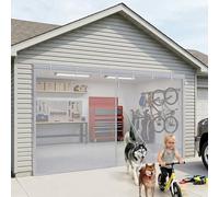 Rete Zanzariera Magnetica per Garage 2 Auto, Fibra di vetro Resistente, Chiusura Automatica Silenziosa, Protezione da Insetti e Animali, Facile Montaggio Senza Trapano(Grigio,17x9.5ft(518x290cm))