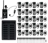 Retekess T130Pro Audio Tour Guide System, Riduzione del Rumore Migliorata, Cuffie per Guida Turistica Whisper, 160m, Standby 30H per Turismo, Visita Fabbrica (1 Trasmettitore 20 Ricevitori)