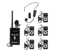 Retekess T130Pro Tour Guide system, Riduzione del Rumore Graduale, Cuffia per Guida Turistica Wireless, 160 m, per Visita in Fabbrica, Voyage, École (1 Trasmettitore 5 Ricevitori)