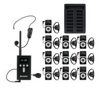 Retekess T130Pro Wireless Audio Guide System, Riduzione del Rumore Migliorata, Sistema di Guida Turistica Whisper, 160m, per Visita Fabbrica (1 Trasmettitore 10 Ricevitori)