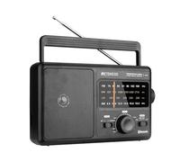 Retekess TR626 Radio Bluetooth Portatile, Radio Analogica, FM MW SW LW Multibanda, Vintage, a Pile, con Cavo Elettrico, per Anziani (Nero)