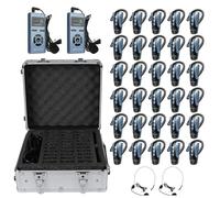 Retekess TT106S Sistema di Guida Turistica Senza Fili, Ricevitore ad Aggancio Auricolare, 2.4G, Controllo un-tocco, 200 m, con Custodia di Ricarica (2 Trasmettitori, 30 Ricevitori)