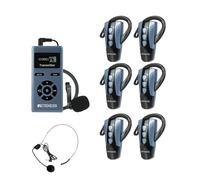 Retekess TT106S Sistema di Guida Turistica, Sistema di Guida Turistica a Gancio Auricolare, 2.4G, Lunga Durata, 200 m, Controllo un-tocco, per Conferenze, Viaggi (1 Trasmettitore, 6 Ricevitori)