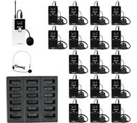 Retekess TT116 Wireless Tour Guide System, Tour Guide Headsets, Riduzione del Rumore, 200M, Sistemi Whisper con Caricabatterie a 18 Porte per Fabbrica (1 Trasmettitore 17 Ricevitori)
