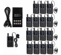 Retekess TT125 Wireless Tour Guide System, 150 metri, 100 ore, Associazione Automatica, Disattivazione Audio con un Pulsante, con Stazione di Ricarica a 16 Slot, Adatto Viaggi, Fabbrica, Conferenze