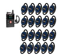 Retekess TT126R Sistema Guida Turistica, 150 M, Leggero, Qualità Audio più Nitida, Abbinamento Automatico, Ideale per Visite in Fabbrica e Tour Guidati (1 Trasmettitore, 20 Ricevitori)