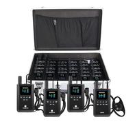 Retekess TT129 Radioguide Per Guida Turistica, Funzionamento con un Solo Tasto, 200 M, 999 Canali, con 32 Slot e Scatola di Ricarica Portatile per Aziende e Viaggi (3 Trasmettitori e 29 Ricevitori)