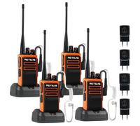 Retevis C66 Walkie Talkie Lungo Raggio, Ricetrasmittente Ricaricabile | Ricarica Rapida, CTCSS/DCS, per la Sicurezza Dell'hotel, Arancione, 4 Pezzi