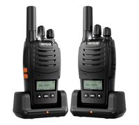 Retevis H777D Walkie Talkie, Schermo LCD, PMR446, Ricarica Tipo C, 1200 mAh, VOX, Allarme di Emergenza, Radio Bidirezionale Ricaricabile per Viaggi in famiglia (Confezione da 3, Nero)