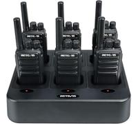 Retevis NR610 Walkie Talkie, PMR446 Ricetrasmittenti con Caricatore a 6 Vie, USB-C 1200mAh, Riduzione del Rumore AI, VOX, Walkie Talkie Professionali per Scuola, Ristorante, Sicurezza(Nero, 6 Pezzi)