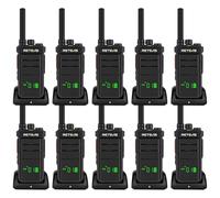 Retevis RB626H Walkie Talkie Lungo Raggio, Radio Bidirezionale con Schermo, Batterie Ricaricabili 2000mAh USB C, VOX, Torcia, Radio Trasmittente per Logistica, Sicurezza, Industria (Nero, 10 Pezzi)