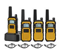 Retevis RB648 Walkie Talkie, Ricetrasmittenti Impermeabile IP67, Doppio PTT, Vibrazione SOS, 2000mAh, Walkie Talkies Resistente con Auricolare Appaltatori di Cantieri (4 Pezzi, Giallo)