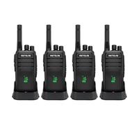 Retevis RT21H Walkie Talkie, IP54 Resistente all'Acqua Radio Bidirezionale Schermo Robusto e Invisibile Ricarica USB-C PMR446 Walkie Talkie a Lungo rRaggio Facili da Usare per Fabbriche(4 Pezzi,Nero)