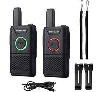 Retevis RT618 Walkie Talkie, PMR446 Senza Licenza 1000 mAh Walkie Talkies Ricaricabili, Ultra-Sottile Doppio PTT Ricetrasmittenti Portatile Mini USB Walkie Talkie (Nero, 1 Coppia)