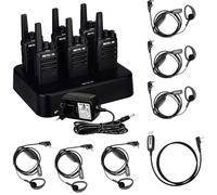 Retevis RT668 Walkie Talkie Professionali Bundle with Cavo USB di Programmazione, PMR446 con Caricatore a 6 Vie, VOX per Fornitori, Magazzino (6 Radios + 1 Cavo)