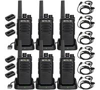 Retevis RT68 Two Way Radios with Earpiece, Heavy Duty Walkie Talkies for Adults, Compact 2 Way Radio Long Range Rechargeable with USB Charging Base, for Restaurant Church Security School (6 Pack)