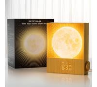 RETEYUNG Sveglia Luminosa con Luce Alba per Dormitori Pesanti, Lampada Luna Rotante, 2 Allarmi, 15 Suoni, 8 Colori RGB, Timer per Suoni Naturali, Luci Notturne da Comodino per Adulti e Bambini