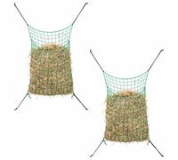 Reti da fieno 2 pezzi rettangolare verde 200x120 cm PP | Regola il ritmo alimentare, riduce le perdite, pieghevole, facile da trasportare, per cavalli e pony