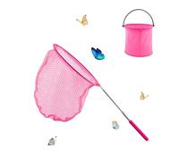 Reti telescopiche a farfalla estensibili con secchi d'acqua pieghevoli per piscine, giardino, stagno, vasca idromassaggio, spa, fontana, acquario, pesca, pesca (rosa)