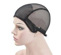 retina per capelli Cuffia for parrucca da 1 pezzo anteriore in doppio pizzo Retine for capelli estensibili M/L Tessitura a rete in nylon con cinghie regolabili for realizzare parrucche(Black M)