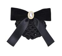 Retina per capelli professionale da donna, elegante, con fiocco a fiore, accessorio per capelli (maglia fine nera)