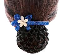 Retine for capelli for chignon, retina for capelli da donna, elastico for chignon con fiocco, fermaglio for capelli con fiore, fermaglio for capelli, fiore argento blu reale, maglia ruvida K26