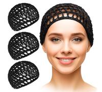 Retine per capelli nere per dormire, set da 4 - 14 x 17,8 cm, in viscosa leggera e liscia, per donne che dormono - vestibilità aderente ma traspirante per un comodo uso prolungato di notte, fatte a