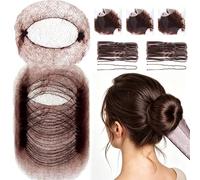Retine per capelli per chignon, 60 reti per chignon con 40 spille a forma di U per donne da 50 cm, rete invisibile per chignon, per ragazze, ballerine, chef, infermieri, assistenti di volo (marrone)