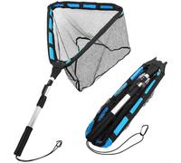 Retino da pesca a mosca, a triangolo, pieghevole, con manico telescopico in alluminio, lunghezza pieghevole da 43 cm fino a 92 cm, per carpa salmone (versione con colla)