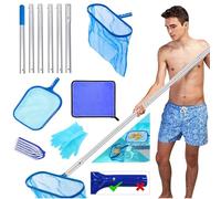 Retino Piscina Pulizia,Kit Pulizia Piscina, 2 Pezzi per Retino Piscina Pulizia:per Acque Profonde e Superficiali,Retino per Piscina con Asta 2.25 M,per Piscine,Laghetti e Vasche Idromassaggio