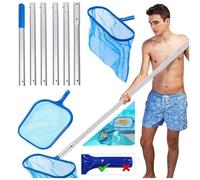 Retino Piscina Pulizia,Retino per Piscina con Asta di alluminio regolabile,Kit Pulizia Piscina,Retina Raccogli Foglie,Set di Accessori per la Pulizia Della Rete da Piscina,Retino Piscina Professionale