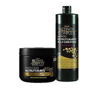 Retinol Complex Set Keratin Therapy: Shampoo Ristrutturante 800ml + Maschera Cheratina 500ml - Trattamento Rinforzante per Capelli Danneggiati, Sfibrati e Trattati - Con Cheratina Liquida Illuminante
