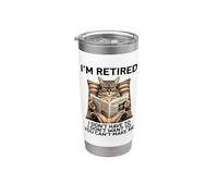 Retired Cat Reading Newspaper Funny Retirement Cat Mom Dad Bicchiere termico in acciaio inox doppia parete