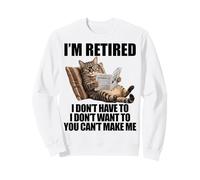 Retired Cat Reading Newspaper Funny Retirement Cat Mom Dad Felpa