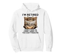 Retired Cat Reading Newspaper Funny Retirement Cat Mom Dad Felpa con Cappuccio