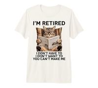 Retired Cat Reading Newspaper Funny Retirement Cat Mom Dad Maglietta Premium