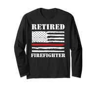 Retired Firefighter Thin Red Line Retirement Maglia a Manica