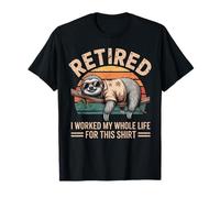 Retired I Worked My Whole Life Funny Sloth Sunglasses Retro Maglietta