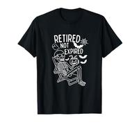 Retired Not Expired Funny Skeleton Halloween Party Maglietta