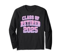 Retired Teacher Class of 2025 Cute Preppy Varsity Retirement Maglia a Manica