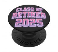 Retired Teacher Class of 2025 Cute Preppy Varsity Retirement PopSockets PopGrip Adesivo