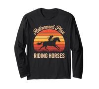 Retirement Plan Riding Horse Funny Equestrian Hobby Humor Maglia a Manica