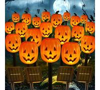 Retisee 10 luci a forma di zucca di Halloween, luci a energia solare, luci per sentieri e vialetti, luci da giardino, per cortile, prato, albero, patio, vialetto, vialetto, decorazione per feste