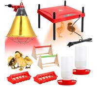 Retisee Kit di base per pulcini con piastra riscaldante per pollame da 30,5 x 30,5 cm, kit di mangiatoia per pulcini e abbeveratoio da 150 W, lampada a infrarossi per pollo, pesce persico, mangiatoia