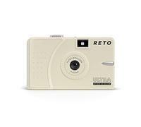 RETO Fotocamera ultra larga e sottile da 35 mm, riutilizzabile, con obiettivo largo 22 mm, senza messa a fuoco, leggera, facile da usare (crema)
