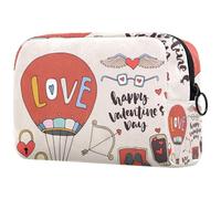 Reto Happy Love - Trousse per cosmetici, da donna, con mongolfiera, da viaggio, grande, con cerniera, Multi, 18.5x7.5x13cm/7.3x3x5.1in, Beauty case